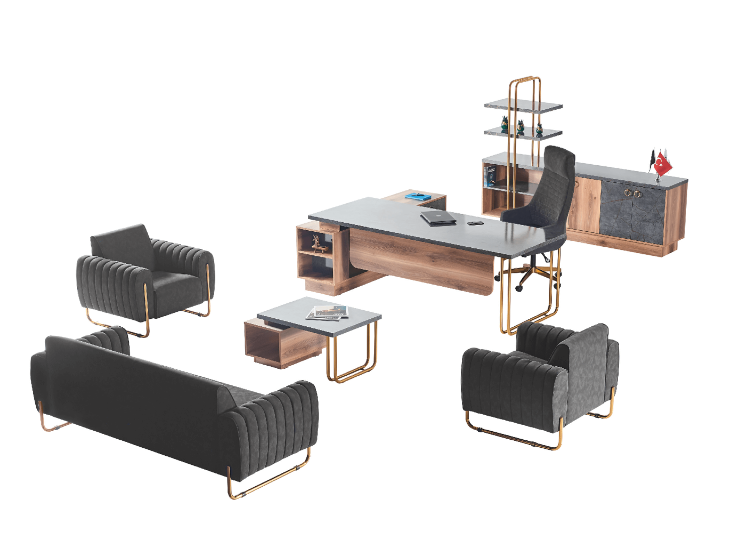 Gold Table Set (Empoli/Aris Anthracite) Table Set